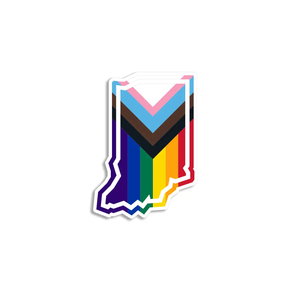 Indiana Outline Progress Pride Flag Die-Cut Sticker 1