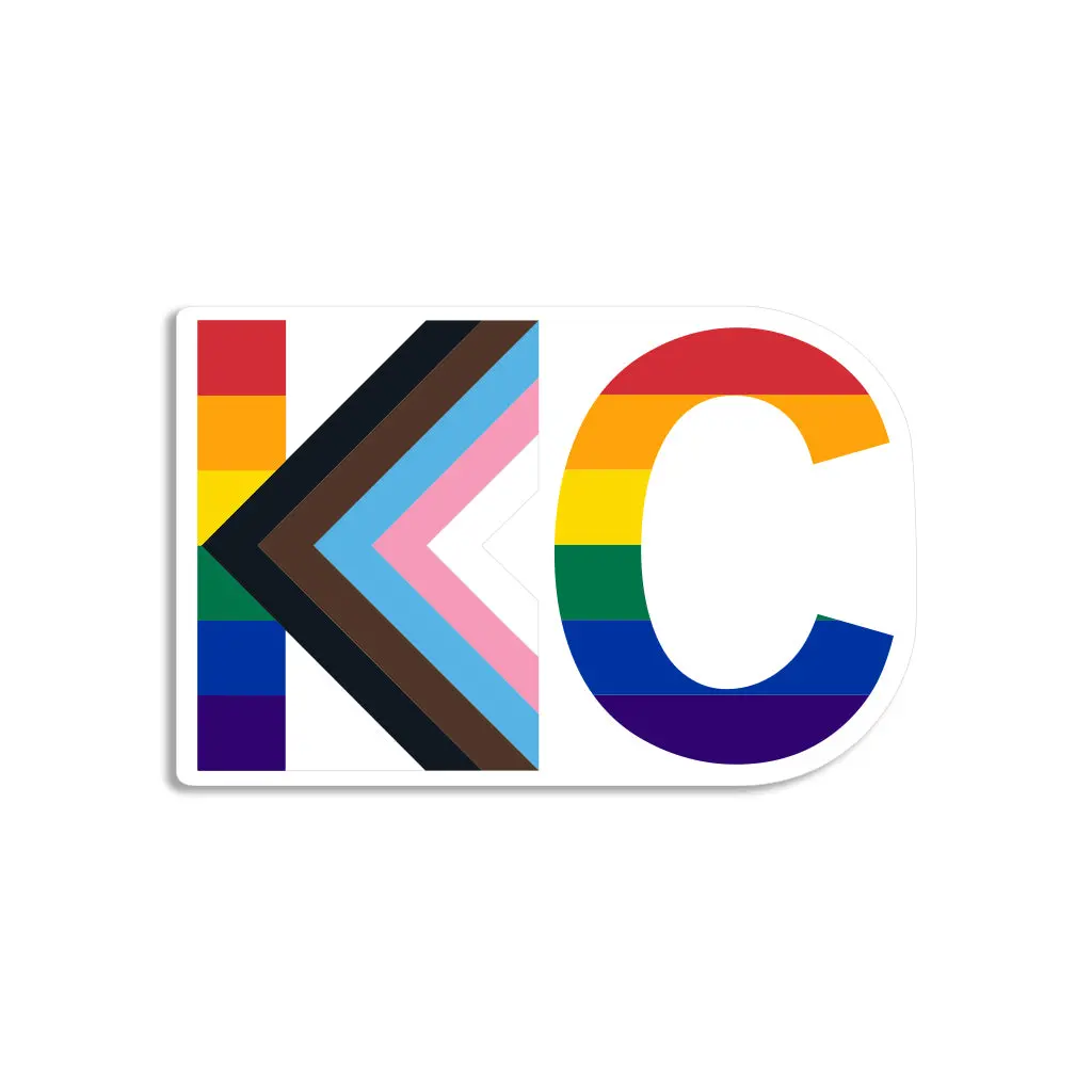 Kc Text Progress Pride Flag Die-Cut Sticker 1