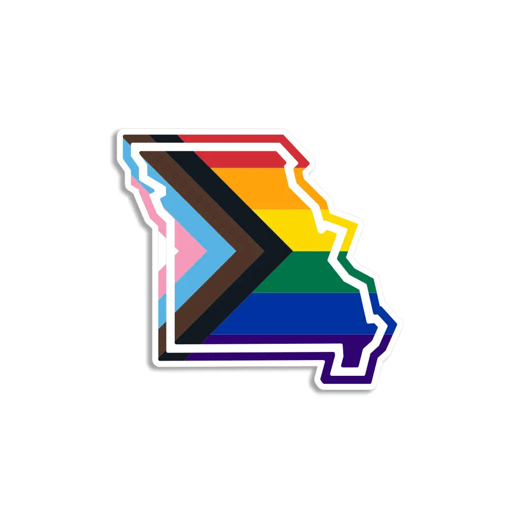 Missouri Outline Progress Pride Flag Die-Cut Sticker 1