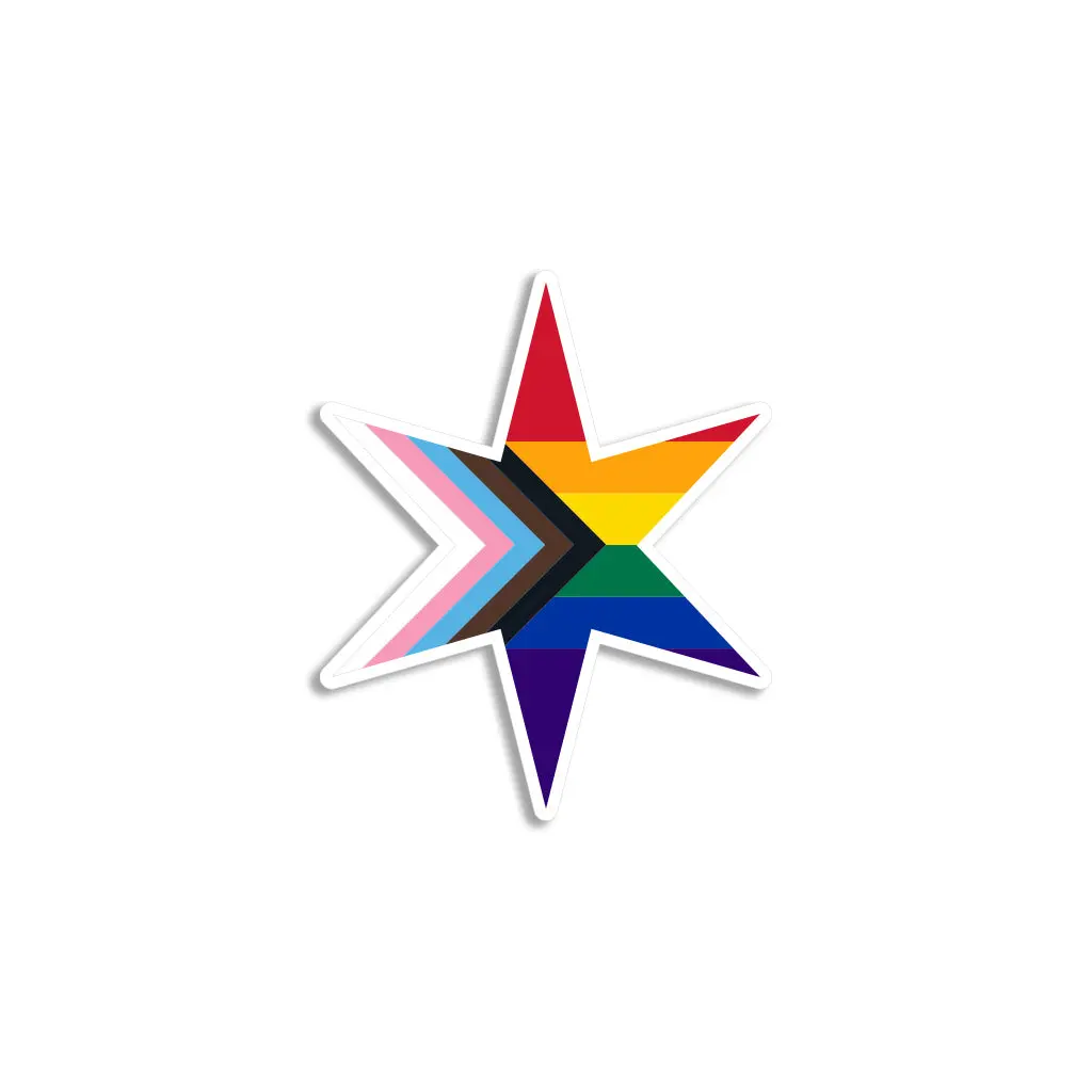 Chicago Star Progress Pride Flag Die-Cut Sticker 1