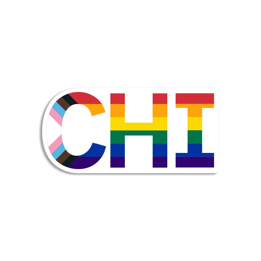 Chi Text Progress Pride Flag Die-Cut Sticker 1