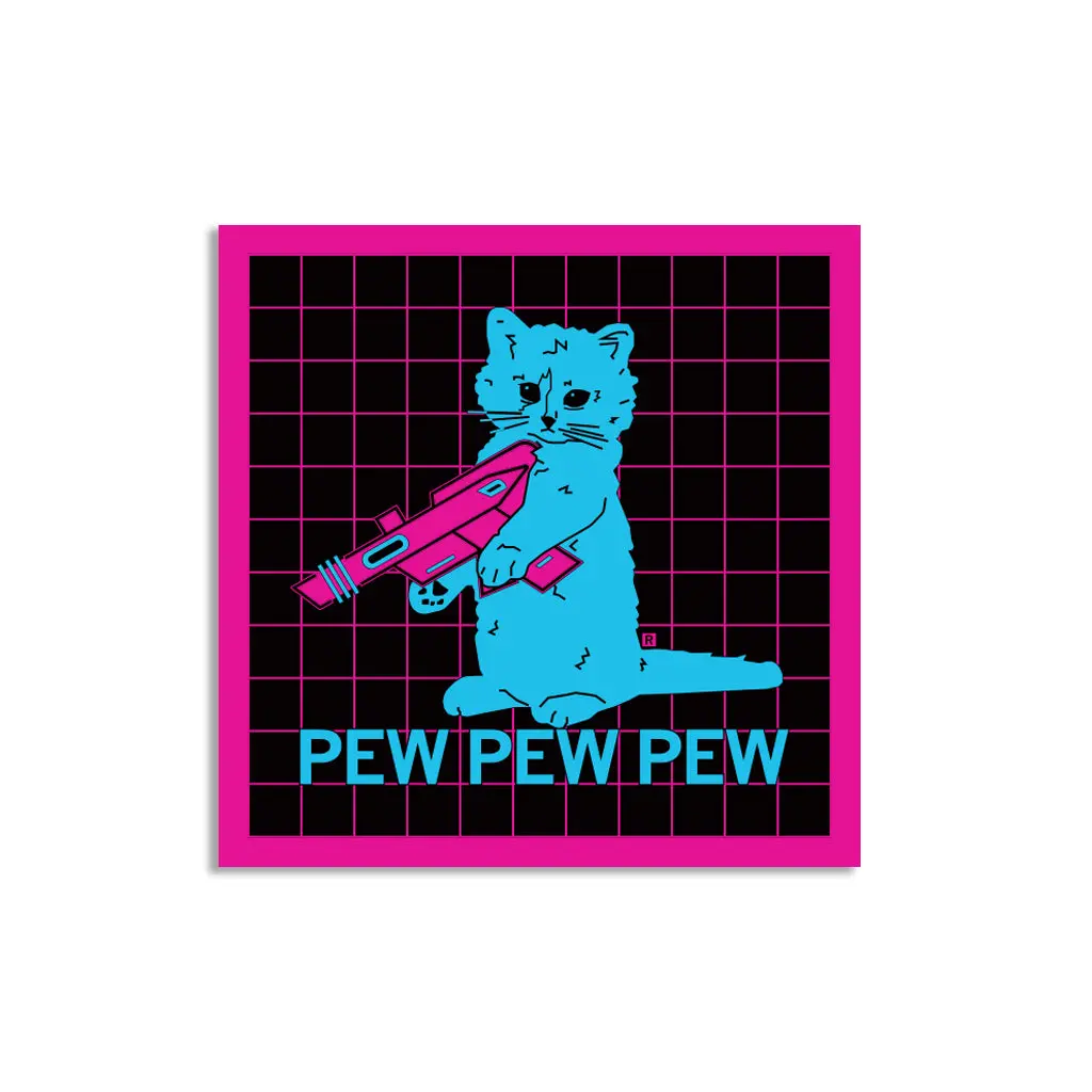 Pew Pew Pew Vaporwave Black Sticker 1