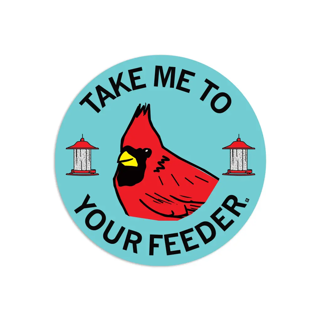Take Me To Your Feeder Cardinal Circle Sticker 1