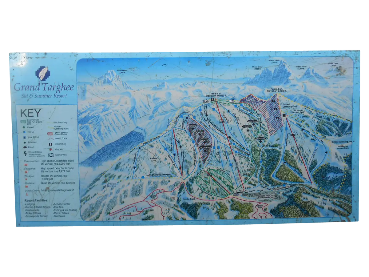 Vintage Grand Targhee Base Area Trail Map Sign 1