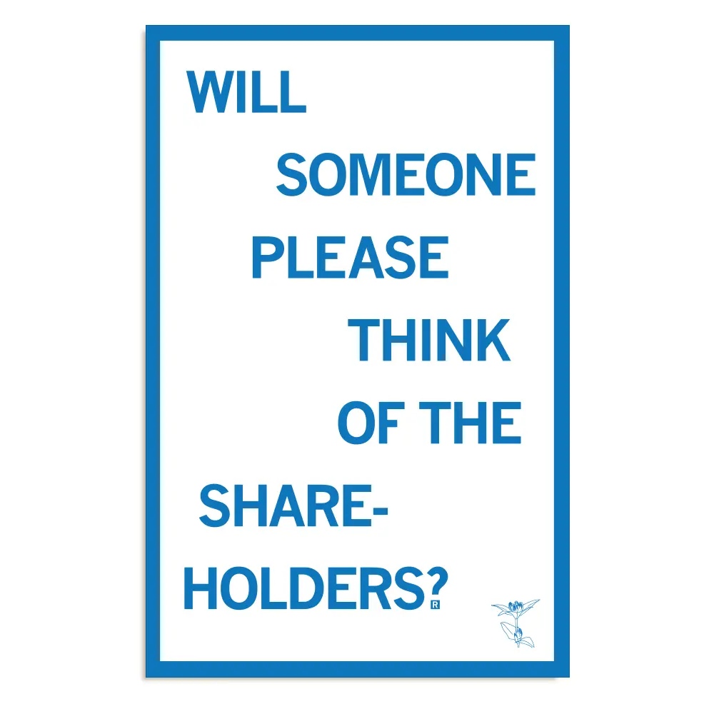 Think Of The Shareholders Poster 1