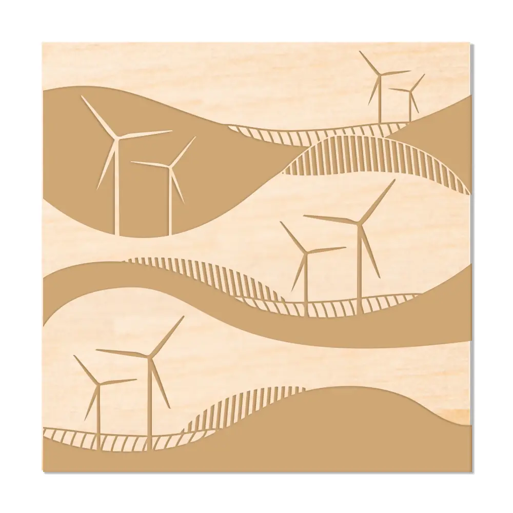 Wind Turbine Wood Coaster - Waves 1