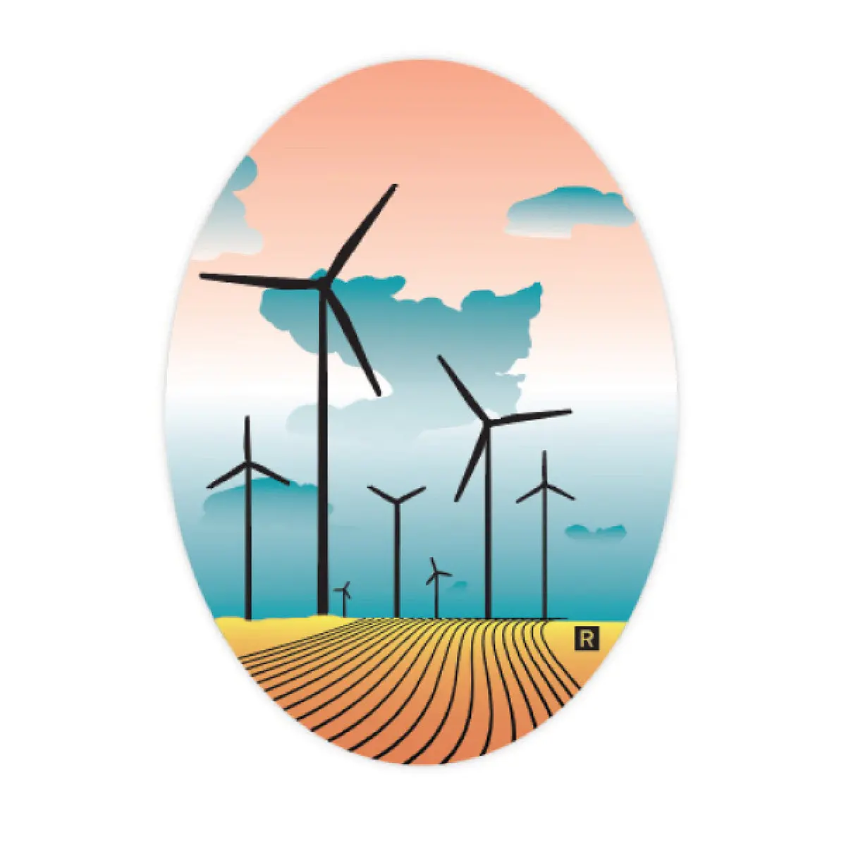Windmills Oval Die-Cut Sticker 1