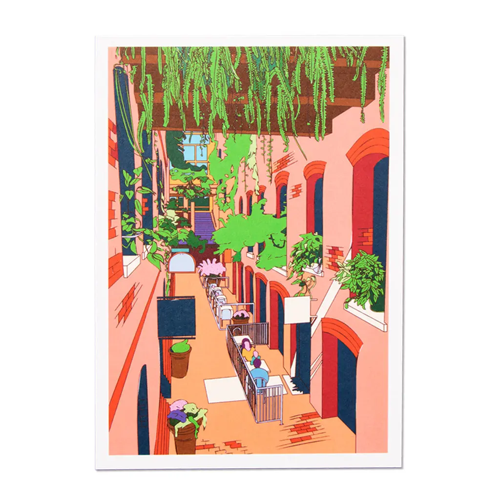 Omaha Old Market Illustration Without Text Postcard 1