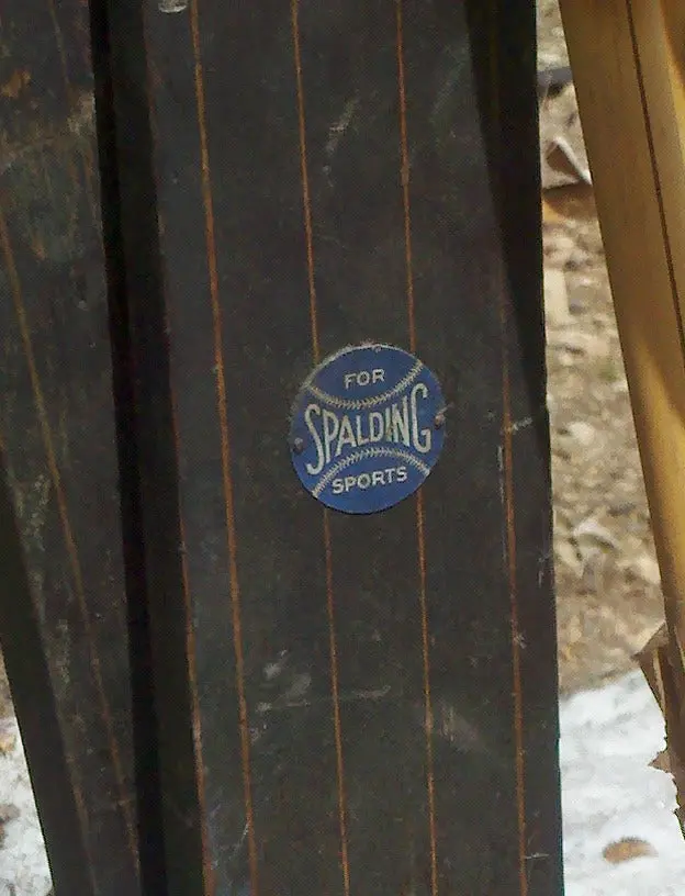 Vintage Spalding Skis With Ski Poles 1