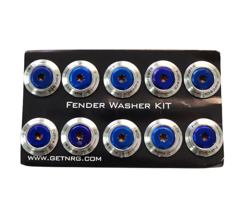 Nrg Ti Series Fender Washer Kit – M6 Titanium Burn Screws With Silver Stainless Washers (10-Piece Set) 1