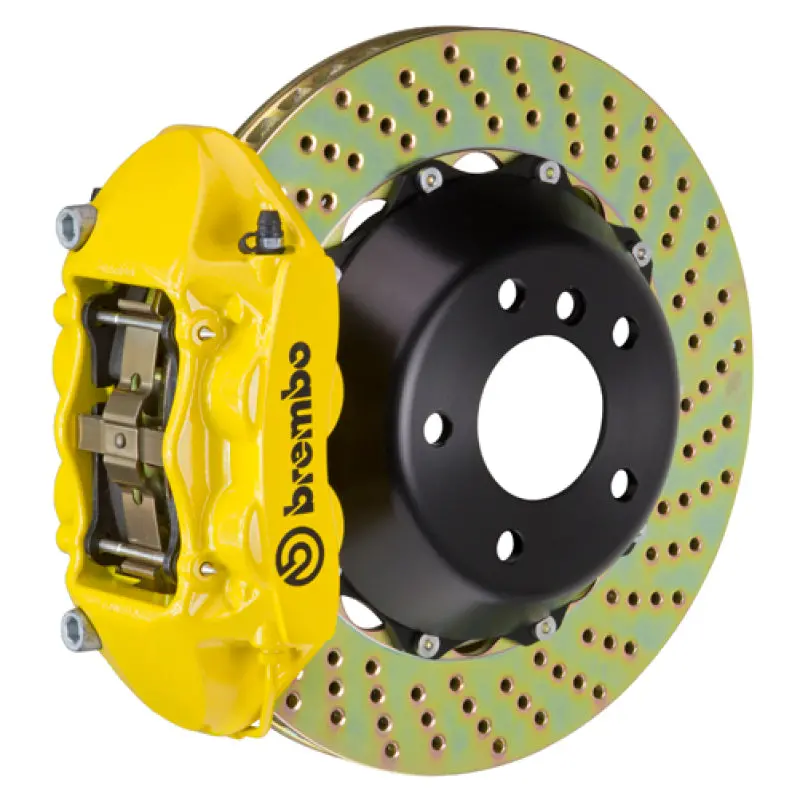 Brembo Gt Big Brake Kit For 2015–2018 Bmw M3 (Excl. Competition) – Rear, 4-Piston Calipers, 380X28Mm Drilled Two-Piece Rotors, Yellow Finish 1
