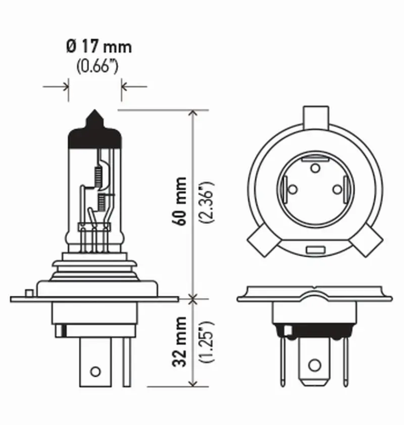 Hella 9003/Hb2 Dual-Beam Halogen Bulbs – 12V, 60/55W, P43T Base (Pack Of 2) 2