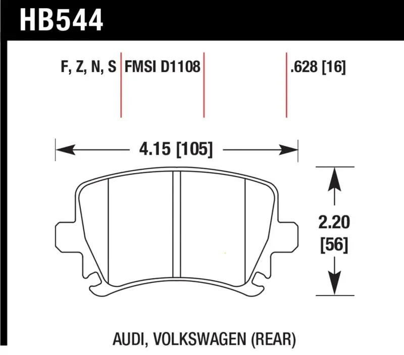Hawk Ht-10 High-Temperature Rear Brake Pads For 2006 Audi A6 Quattro Avant & 2006–2009 A6 Quattro 1