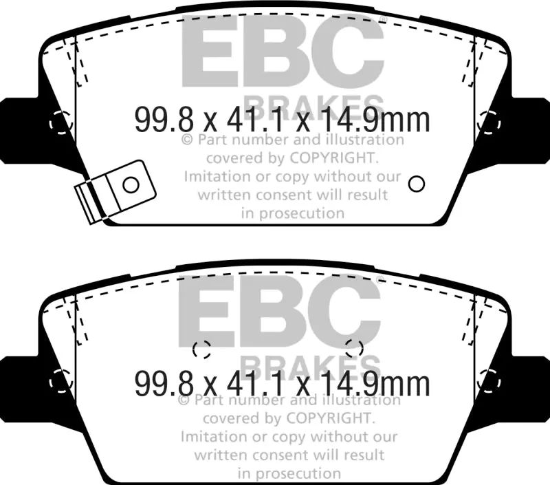 Ebc Ultimax2 Rear Brake Pads For 2017 And Newer Kia Cadenza 3.3L V6 1