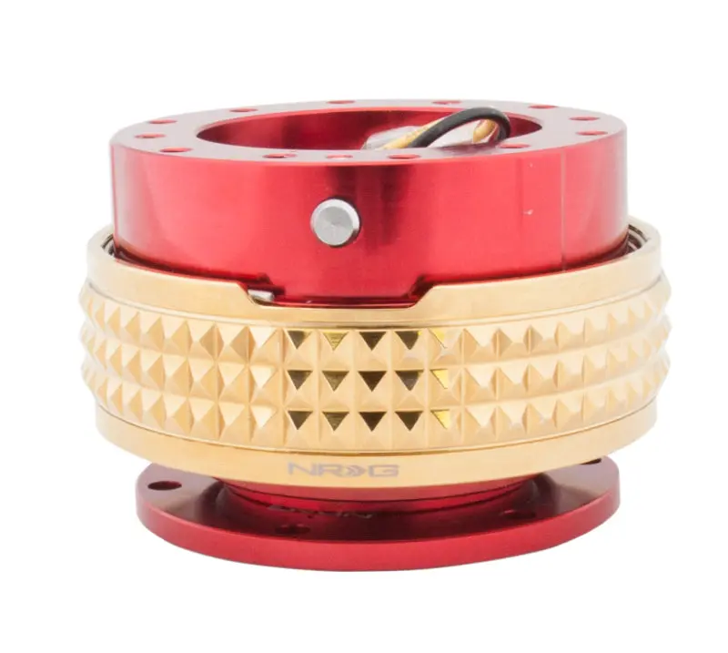 Nrg Quick Release Steering Wheel Hub – Pyramid Edition With Red Body And Chrome-Gold Ring 1