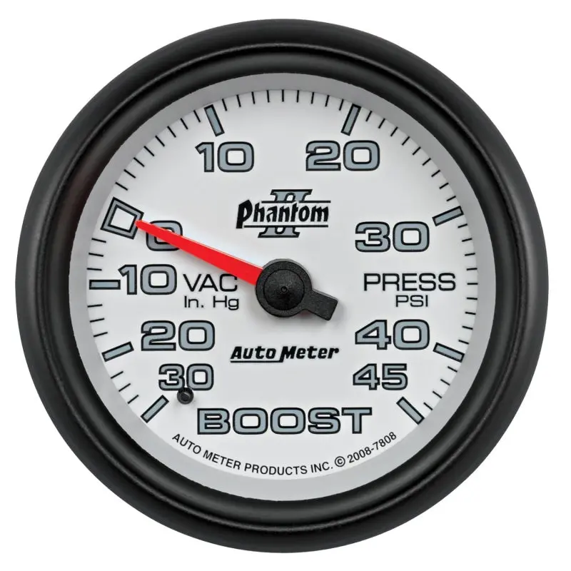 Autometer Phantom Ii 2-5/8" Mechanical Boost And Vacuum Gauge (0–45 Psi / -30 To 0 Inhg) 1