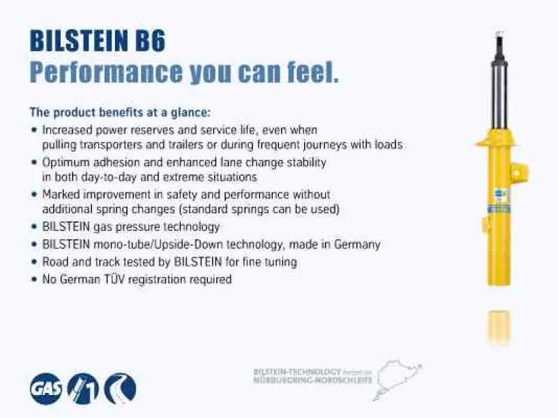 Bilstein B6 Monotube Rear Shock – Compatible With 2012–2014 Volkswagen Beetle Mk7 (370–581.5Mm Travel) 1