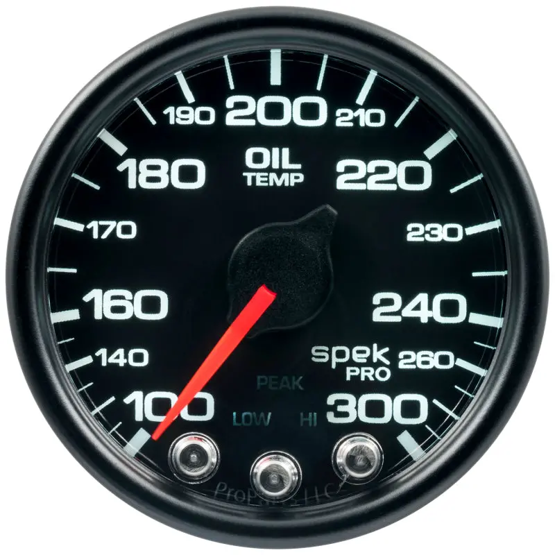 Autometer Spek-Pro Nascar-Style Oil Temperature Gauge – 2-1/16", 100–300°F Range, Black Chrome Bezel, Ecu-Compatible 1