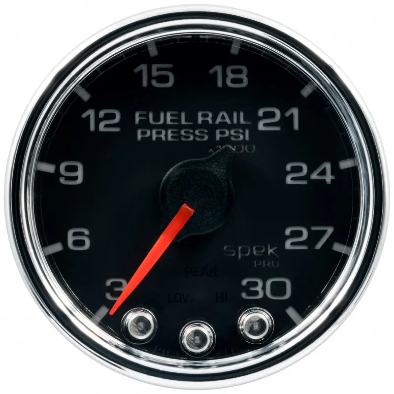 Autometer Spek-Pro Gauge Rail Press 2 1/16In 30Kpsi Stepper Motor W/Peak & Warn Blk/Chrm 1