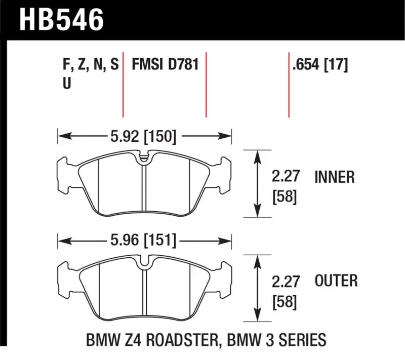 Hawk Hps Front Brake Pads – Performance Compound For 2003–2008 Bmw Z4 3.0L Models 1