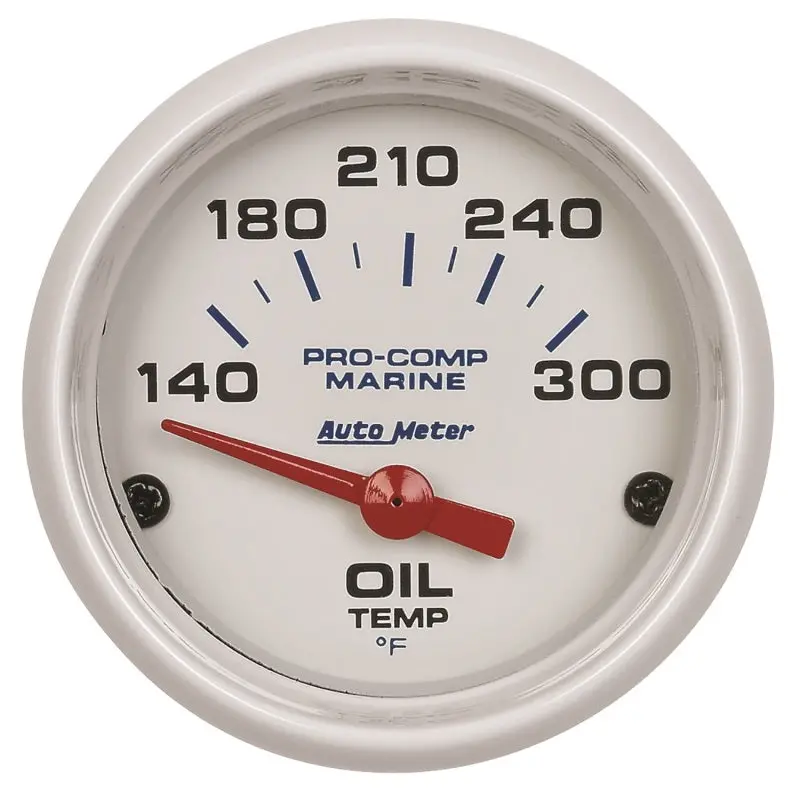 Autometer Marine-Grade White Ultra-Lite 2-1/16″ Electric Oil Temperature Gauge (140–300°F) 1