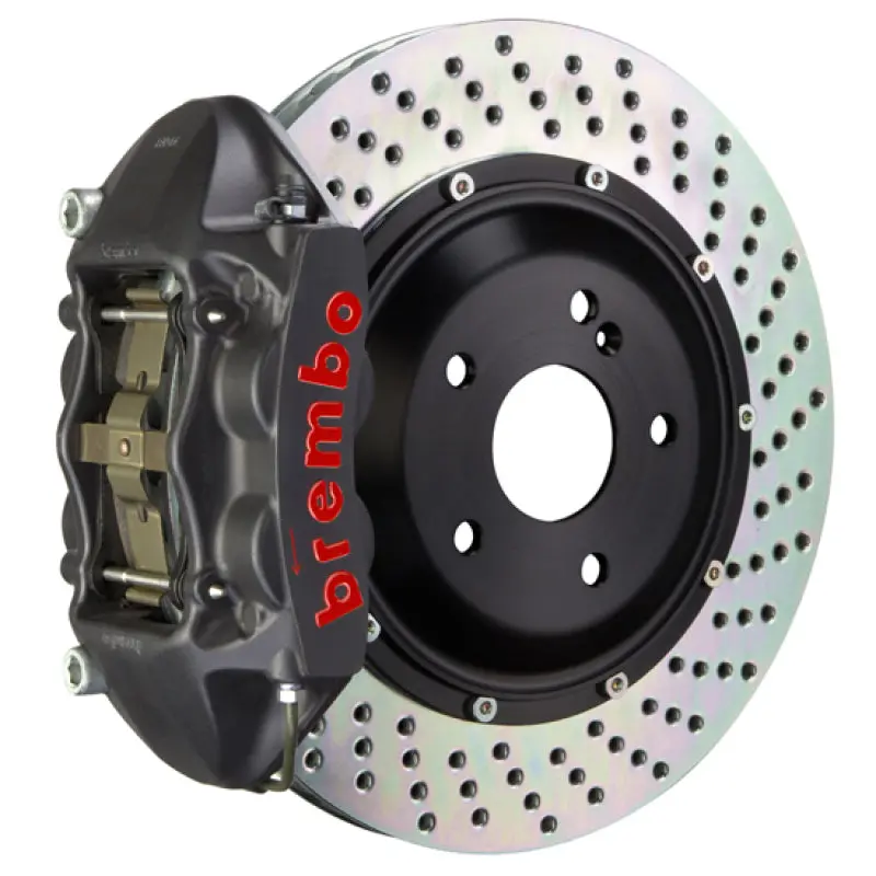 Brembo Gt Street Brake Kit For 2012–2016 Porsche 987 Boxster (Excluding Pccb) – Rear 4-Piston Calipers, 345X28Mm Two-Piece Drilled Rotors, Black Ha Finish 1