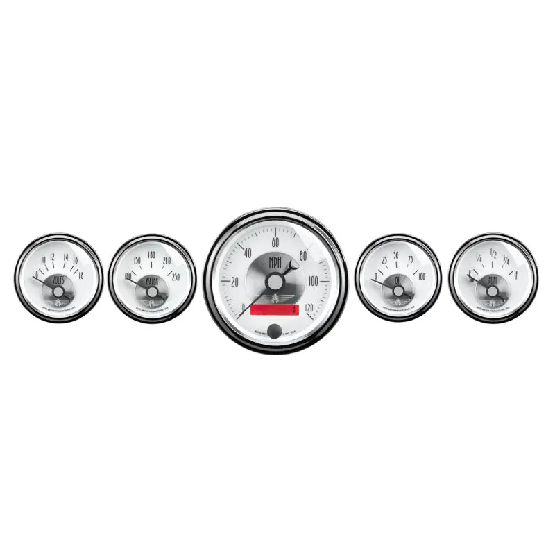 Autometer Prestige Series Pearl 5-Gauge Kit — Full Instrument Cluster Set 1
