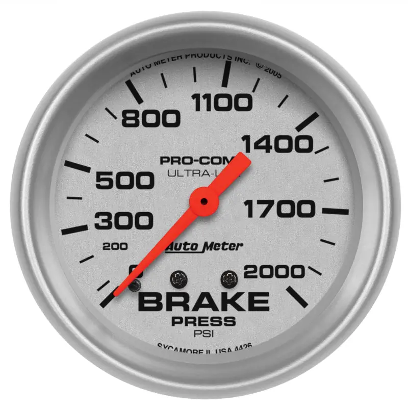 Autometer 2-5/8" Mechanical Brake Pressure Gauge – 0–2000 Psi, Ultra-Lite Design 1