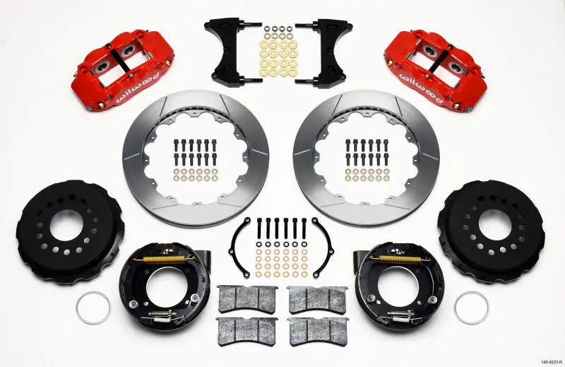 Wilwood Narrow Superlite 4R Rear Parking Brake Kit – 12.88" Rotor, Red Finish, Fits Ford 8.8 Axle With 2.5" Offset And 5-Lug Pattern 1