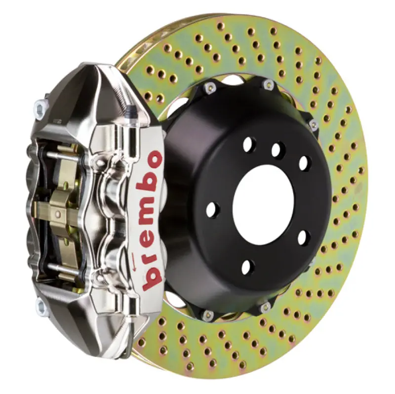 Brembo Gtr Big Brake Kit For 2011–2012 Bmw 1M – Rear 380X28Mm Two-Piece Drilled Rotors With Nickel-Plated Billet Calipers 1