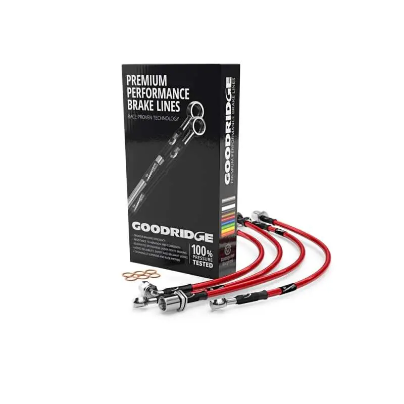Goodridge Stainless Steel Brake Hose Kit For 2013–2017 Audi S7 – Red Finish 1