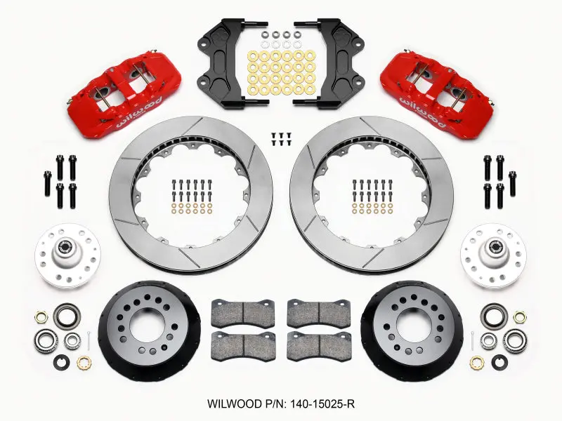 Wilwood Aero6 Front Hub Assembly Kit – 15-Inch Rotor, Red Finish, Wwe Prospindle 1